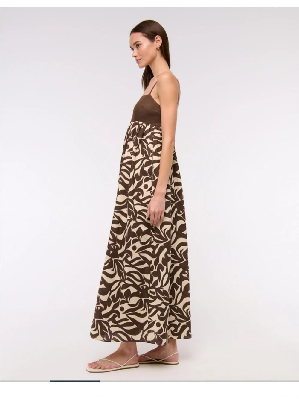 Abercrombie & Fitch Brown and Cream Printed Maxi Dress